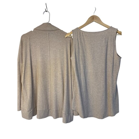 White House Black Market Womens 2 Pc Sweater Set Lot M Cardi Tank Beige RN10510 - Picture 5 of 10
